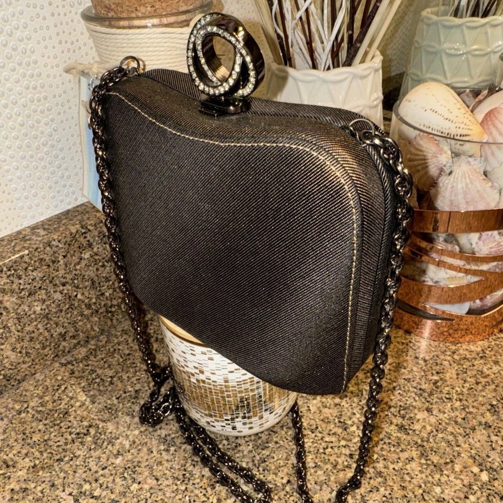 Vintage RODO ITALY Metallic Bronze Rhinestone Clasp Evening Clutch Bag‎